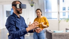 Man with virtual reality googles