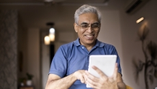 Patient using a tablet computer