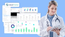 A doctor using a practice management software