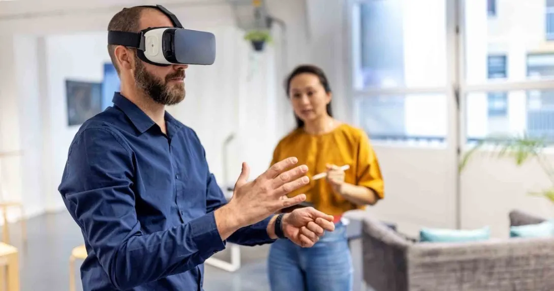 Man with virtual reality googles