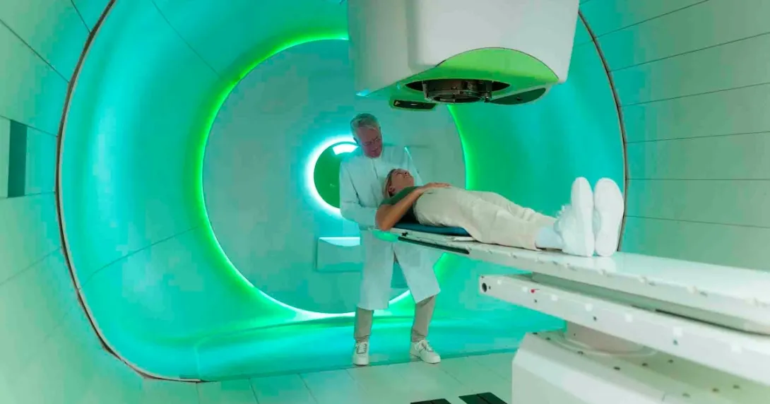 Doctor in a diagnostic imaging space with a patient