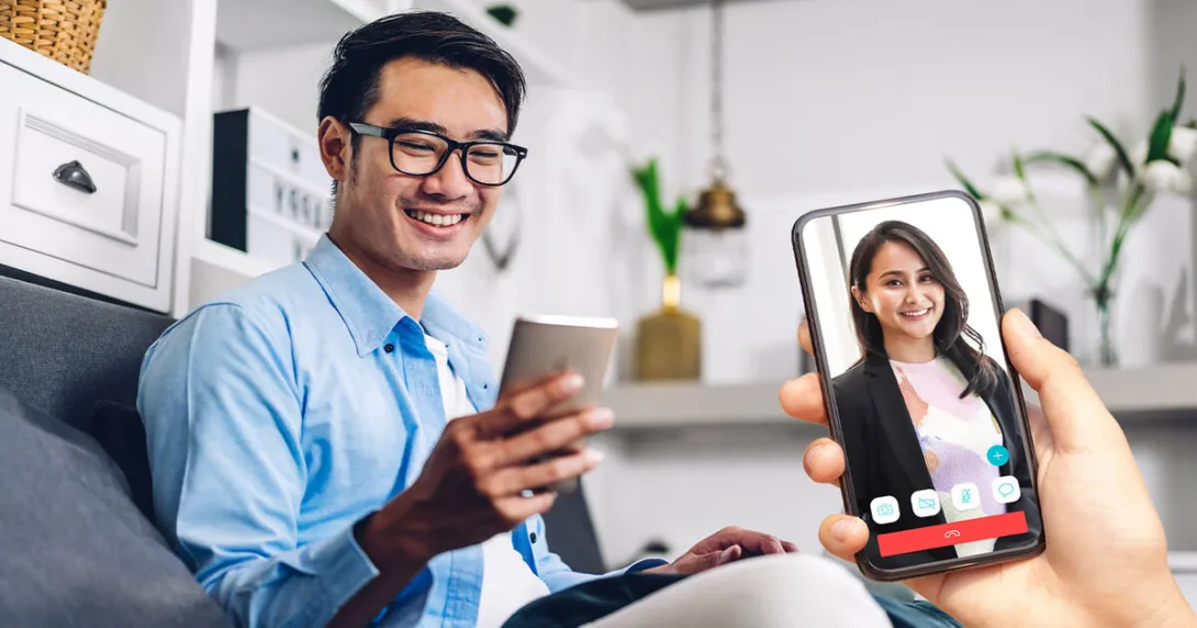 A patient in a video consultation with a doctor via the Doctor Anywhere app