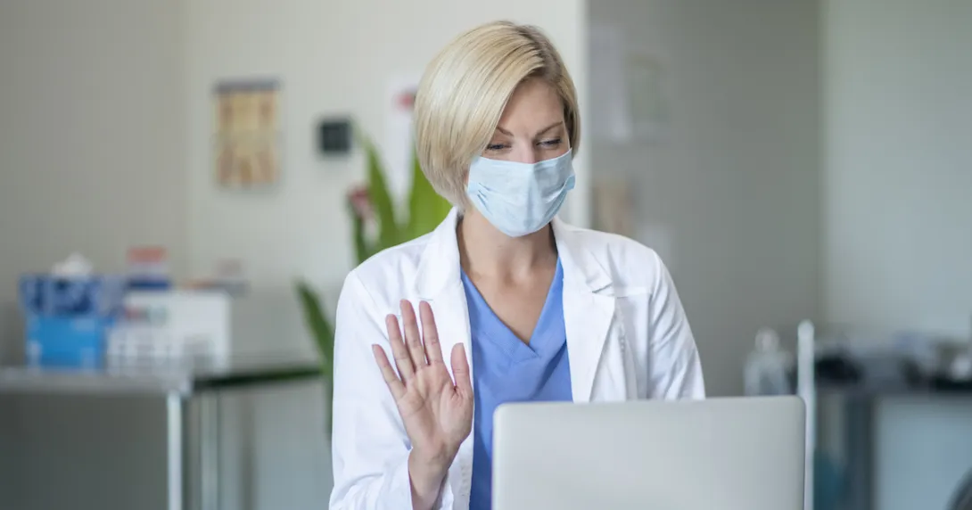 Healthcare provider on a computer