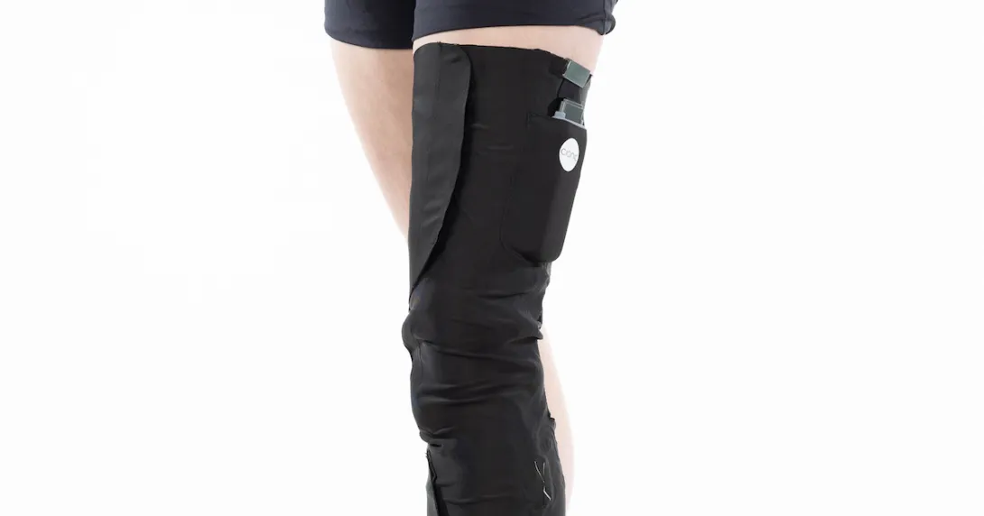 A close up of a person wearing the Cionic Neural Sleeve