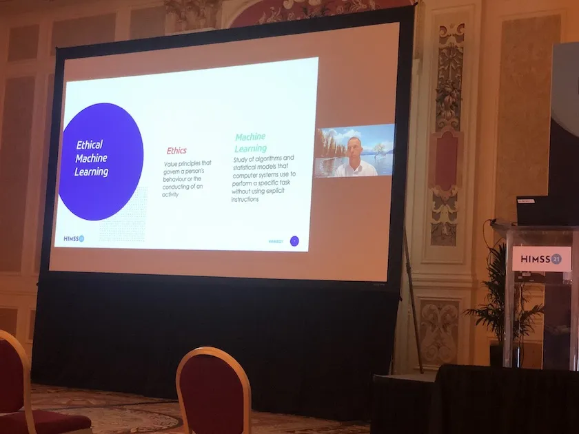 Kevin Ross, PhD, during his presentation on ethical machine learning
