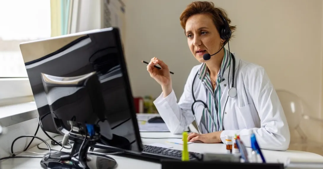 Physician conducting telehealth visit