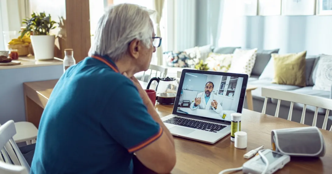 Patient consulting with physician remotely