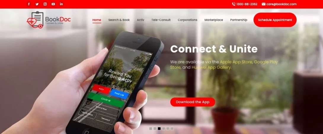 A screenshot of the BookDoc website