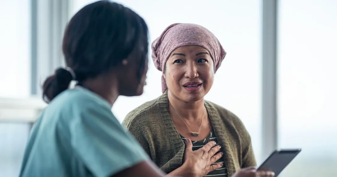 A cancer patient talking to a provider
