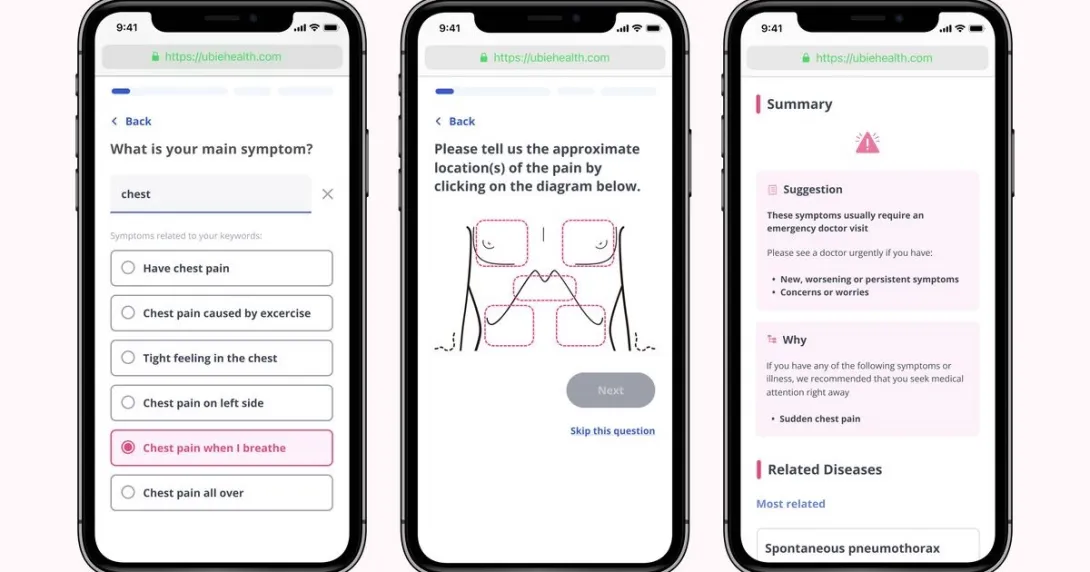 Alt text: Ubie AI Symptom Checker