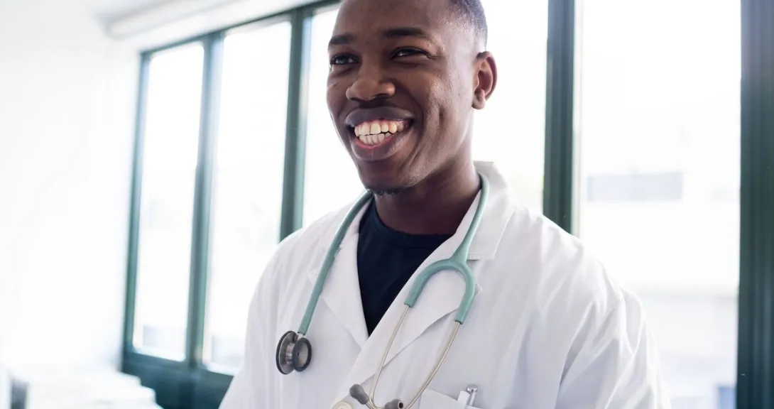 Healthcare provider smiling